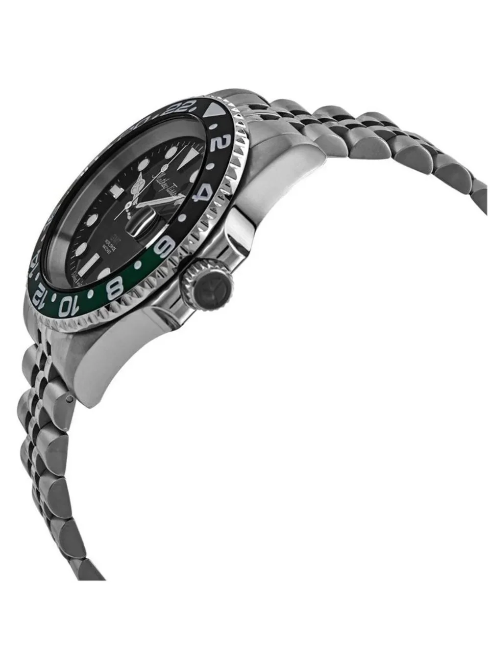 NWT Mathey-Tissot Mathy Vintage GMT Quartz Black Dial Sprite Bezel Men's Watch